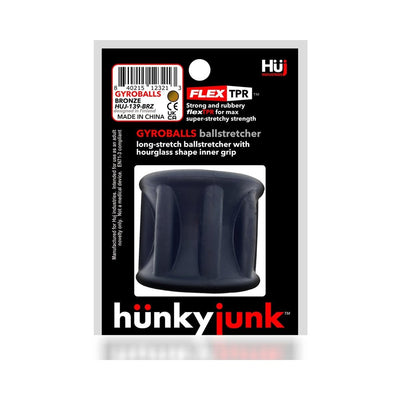 Hunkyjunk Gyroball bronze ballstretcher in black flexible packaging with product details and barcode.