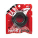 Hunkyjunk Huj black silicone cock ring in red and clear resealable packaging