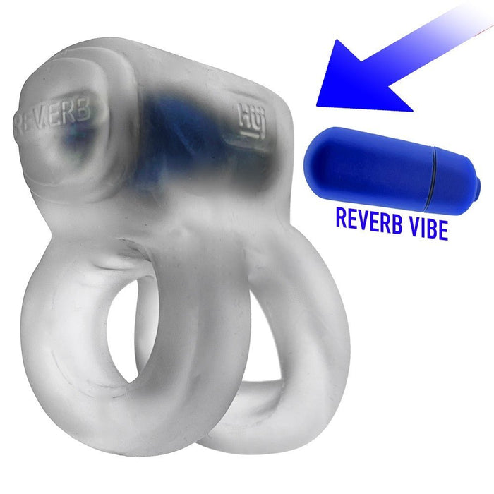 Hunkyjunk Revhammer Cock & Shaft Ring With Bullet Vibrator Clear Ice - SexToy.com