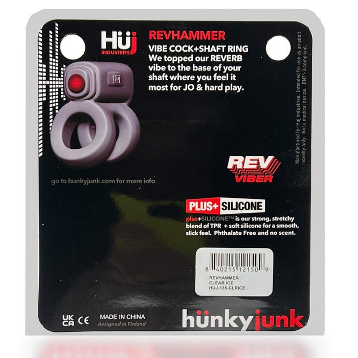 Hunkyjunk Revhammer Cock & Shaft Ring With Bullet Vibrator Tar Ice - SexToy.com