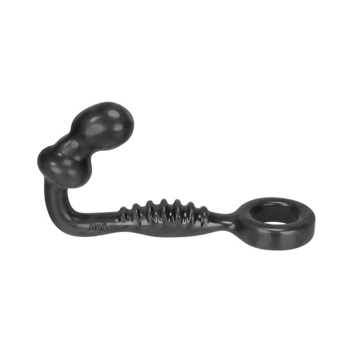 Black Hünkyjunk Ripple asslock with textured shaft, prostate plug, and attached cockring made from stretchy silicone blend.