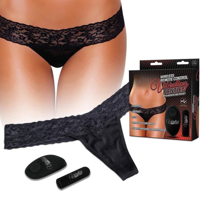 Hustler Remote Control Vibrating Panties Black M/L - SexToy.com