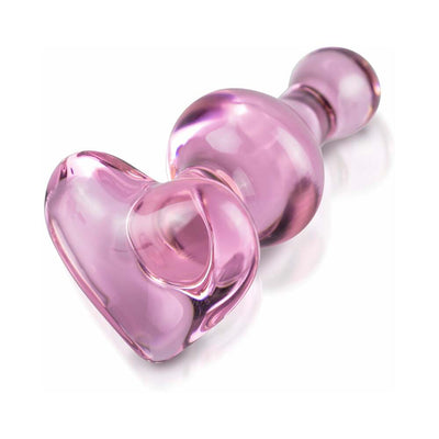 Smooth pink hand-blown glass wand with rounded and flared ends for versatile use and temperature play.