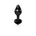 Sleek black glass butt plug with tapered tip and ergonomic base, designed for comfort and safe use.
