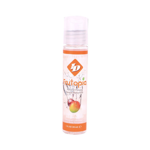 Id Frutopia Mango Passion flavored personal lubricant in a clear 1 oz bottle with orange label accents.