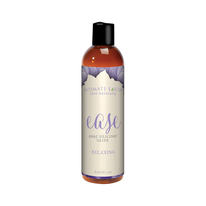 Bottle of Intimate Earth Ease Relaxing Anal Silicone Glide with chamomile extract, 2 oz.