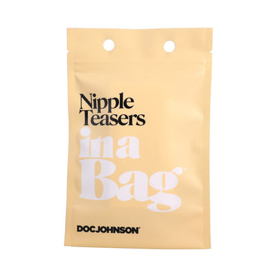 Beige resealable pouch packaging for Doc Johnson Nipple Teasers In A Bag with bold black and white text.