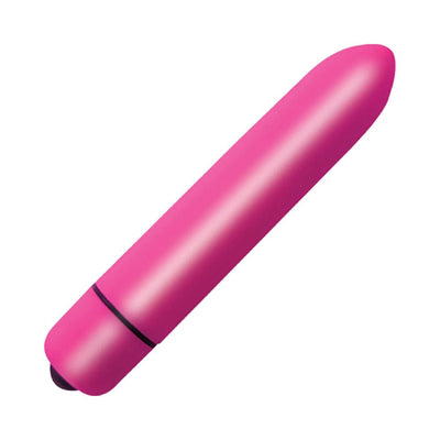 Pink compact waterproof bullet vibrator with smooth surface and rounded tip for targeted stimulation.