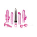 Evolved Intense Pleasure Kit with chrome vibrator, four pink textured sleeves, vibrating cock ring, anal plug, and ben wa balls.