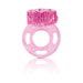 Pink stretchy vibrating cock ring with textured top for enhanced sensation and performance.