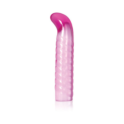 Pink textured silicone sleeve with a curved tip for the Evolved Intense Pleasure Kit vibrator.