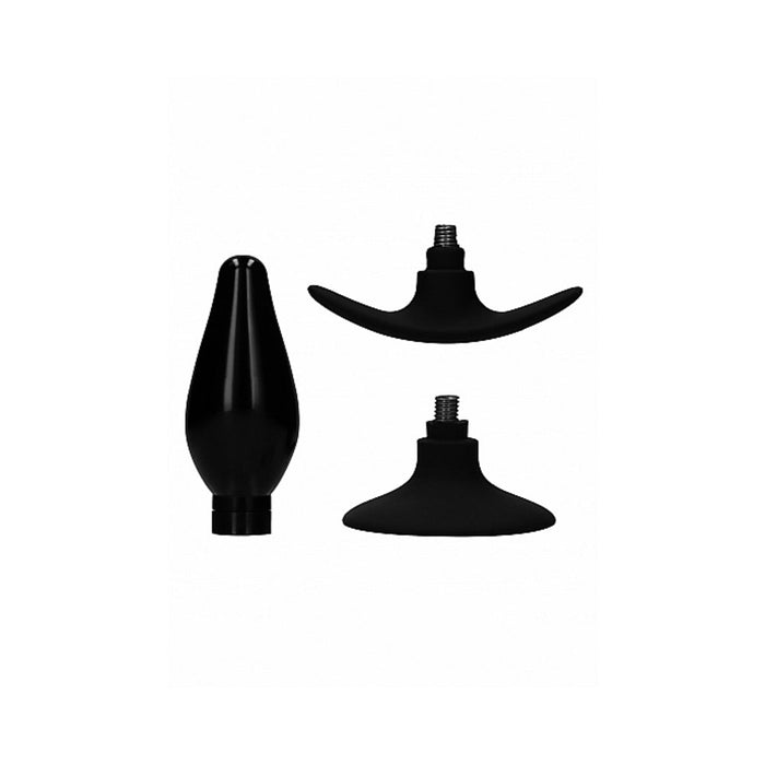 Interchangeable Butt Plug Set - Rounded Medium - Black | SexToy.com