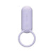 Compact lavender silicone vibration ring with smooth rounded top and loop handle, embossed with iroha logo.