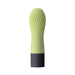 Compact Iroha Zen mini vibrator in green tea color with textured silicone body and black base on white background.