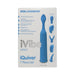 Ivibe Select iQuiver 7 piece set packaging showing blue petite vibrator with six interchangeable silicone heads and product features.