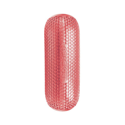 Clear red textured Jack-it Stroker with dimpled surface and ergonomic shape for comfortable grip.