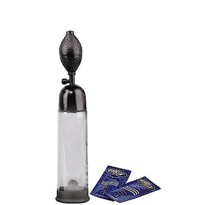 Jackmatic Max Power Pro 9 inch vacuum pump with black hand pump and two lubricant packets on white background