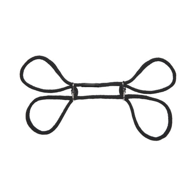 Black Japanese style cotton wrist or ankle cuffs with adjustable slip rings for comfortable restraint.