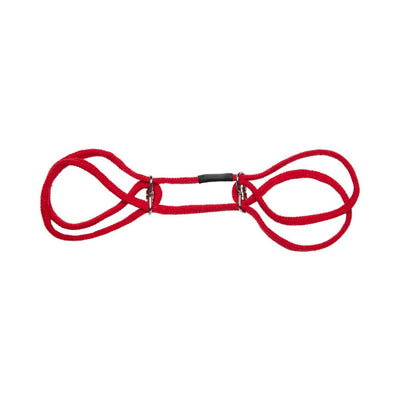 Red Japanese style cotton wrist or ankle cuffs with slip ring design for adjustable restraint.