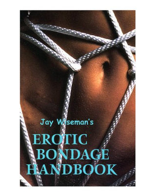 Cover of Jay Wiseman's Erotic Bondage Handbook featuring artistic rope bondage on skin with bold blue title text.