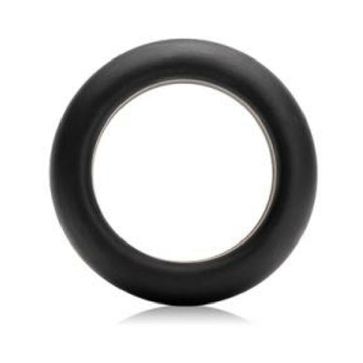Black silicone stretch ring with smooth, rounded design for comfortable and secure wear.