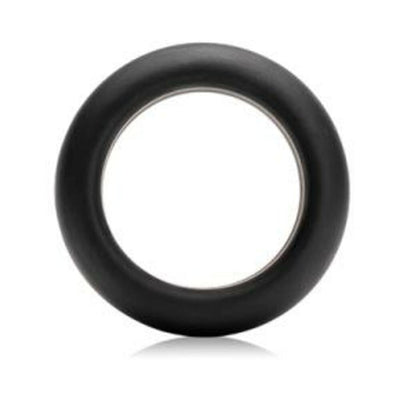 Black silicone stretch ring with smooth, rounded design for comfortable and secure wear.