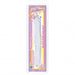 Clear flexible double-ended toy with realistic texture in retail packaging labeled Crystal Jellies Jr Double Dong 12 inches