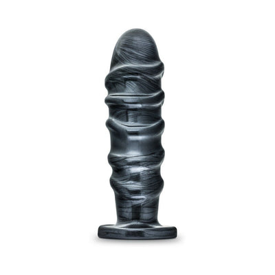 Jet Annihilator carbon metallic black tapered plug with textured ridges and flared suction cup base.