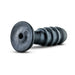 Jet Bruiser Carbon Metallic Black tapered anal plug with ribbed texture and suction cup base on white background.