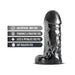 Jet Destroyer Carbon Metallic Black realistic dildo with soft, body-safe PVC and detailed texture on white background.