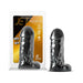 Jet Destroyer realistic dildo in carbon metallic black with textured veins and rounded head, shown with packaging.