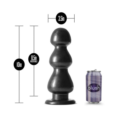 Jet Fierce Carbon Metallic Black plug with 10-inch length and 3.5-inch width shown next to a soda can for size comparison.