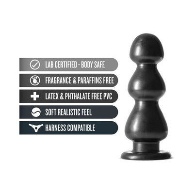 Jet Fierce Carbon Metallic Black plug with tapered sections and flared base, shown with safety and material features.