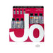 Display of JO Aromatix Massage Oil 4 oz bottles arranged on a red and white branded stand with product information.