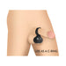 Illustration of black vibrating silicone balls worn as a c-ring on a male figure.