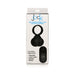 Packaging of Jock 28x black vibrating silicone balls with remote control, highlighting features and product image.