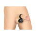 Black vibrating silicone balls worn as a ring around the base of a penis on a skin-toned mannequin.