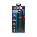 Packaging box of Jock 9x Sucking and Vibrating Masturbator in black with product features and image on front.
