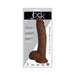 Chocolate brown 10-inch realistic dong with balls and suction cup in clear retail packaging.
