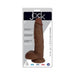 Chocolate brown 9-inch realistic PVC dong with lifelike texture and suction cup base in clear retail packaging.