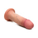 Realistic 6-inch dual density silicone dildo in light skin tone with suction base for hands-free use.