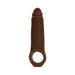 Brown realistic 2-inch penis extender sheath with integrated ball strap ring.