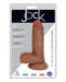 Medium brown 6-inch realistic dildo with suction cup base and textured balls in clear retail packaging.