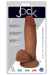 Jock medium suction cup dildo with lifelike texture and balls in brown, 7-inch, packaged in clear plastic with product details.