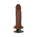 Medium brown 6-inch vibrating dildo with realistic texture and suction cup base on white background.