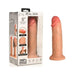 Realistic 8-inch light silicone dildo with lifelike texture and suction base shown next to its premium packaging box.