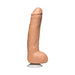 Realistic flesh-toned dildo with detailed texture and suction cup base for hands-free use.