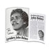 Open booklet featuring a black and white portrait and biography of legendary John Holmes.