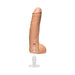 Realistic flesh-toned dildo with detailed texture and detachable suction cup base for hands-free use.