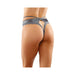 Kalina Velvet Strappy Cut-out Thong With Keyhole Back Gray S/m - SexToy.com